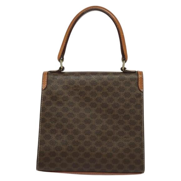 CELINE Macadam Canvas Hand Bag Pvc Leather Brown Gold - Picture 3 of 12